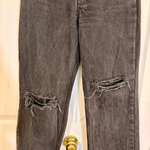 Zara Wide Leg Distressed Black Jeans Women's Size 6 - Picture 4 of 10